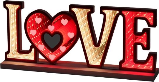 Valentines Day Decor, Love Sign Infinity Mirror Tunnel Light for Valentines Day Decorations