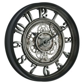20" Indoor Rustic Metal Arabic Moving Gear Analog Wall Clock