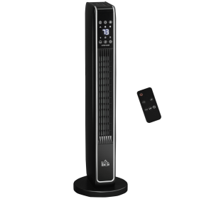 2-In-1 Portable Electric Tower Heater, Oscillating Space Heater for Indoor Use with Remote Control, 8H Timer, Three Heating Modes(High, Low, Fan)