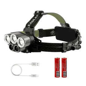 Rechargeable Headlamp 20000 Lumen LED Headlight 6 Modes Headlamp (Option: Black)