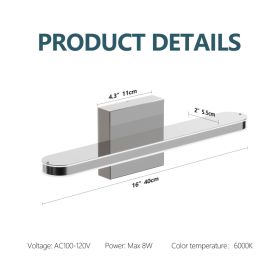 LED Bathroom Vanity Light Bar Dimmable Bathroom Light Fixtures Modern Over Mirror Lighting Fixture 16Inch BathWall LIght 8W Wall Sconce Lighting (Option: 16inch 8W)