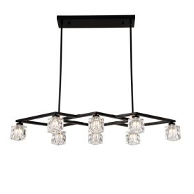 Matte Black Crystal Chandelier For Dining Room, 8-Light Kitchen Chandelier Light Fixture Modern Metal Industrial Chandeliers For Farmhouse Entryw (Option: Matte Black)